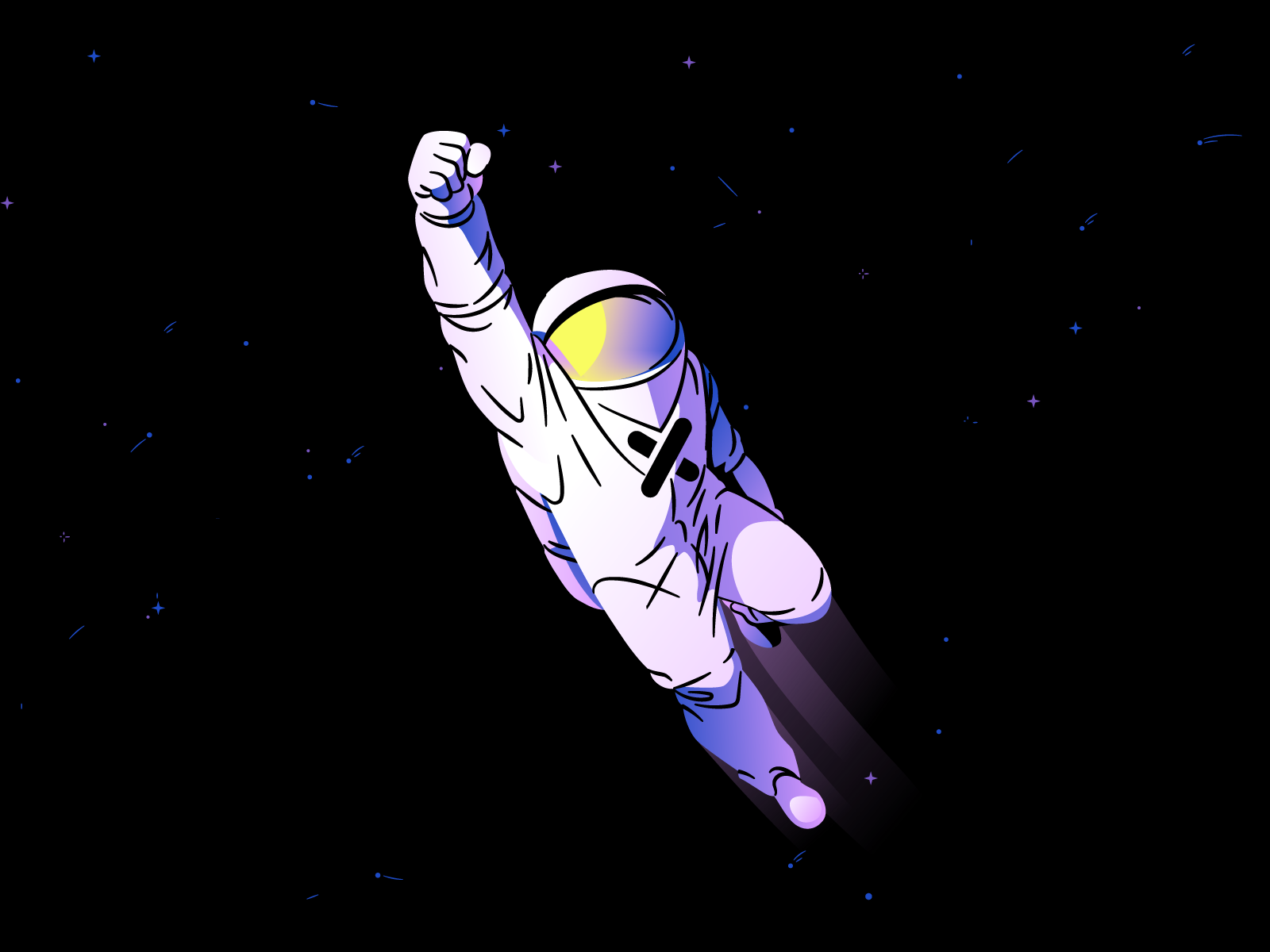 astronaut mascot design flying like superman