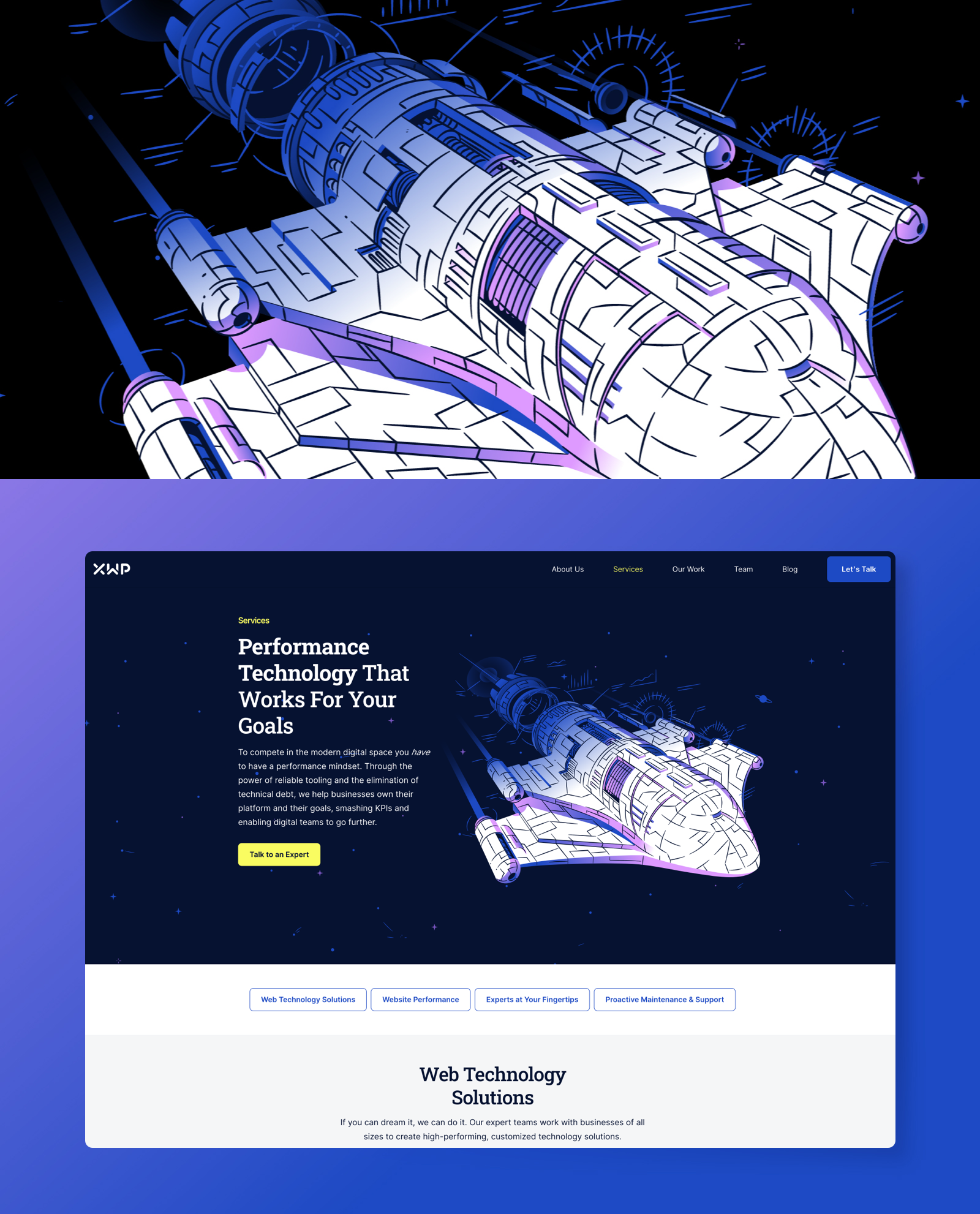 Space Rocket Hero Gradient Vector Illustration