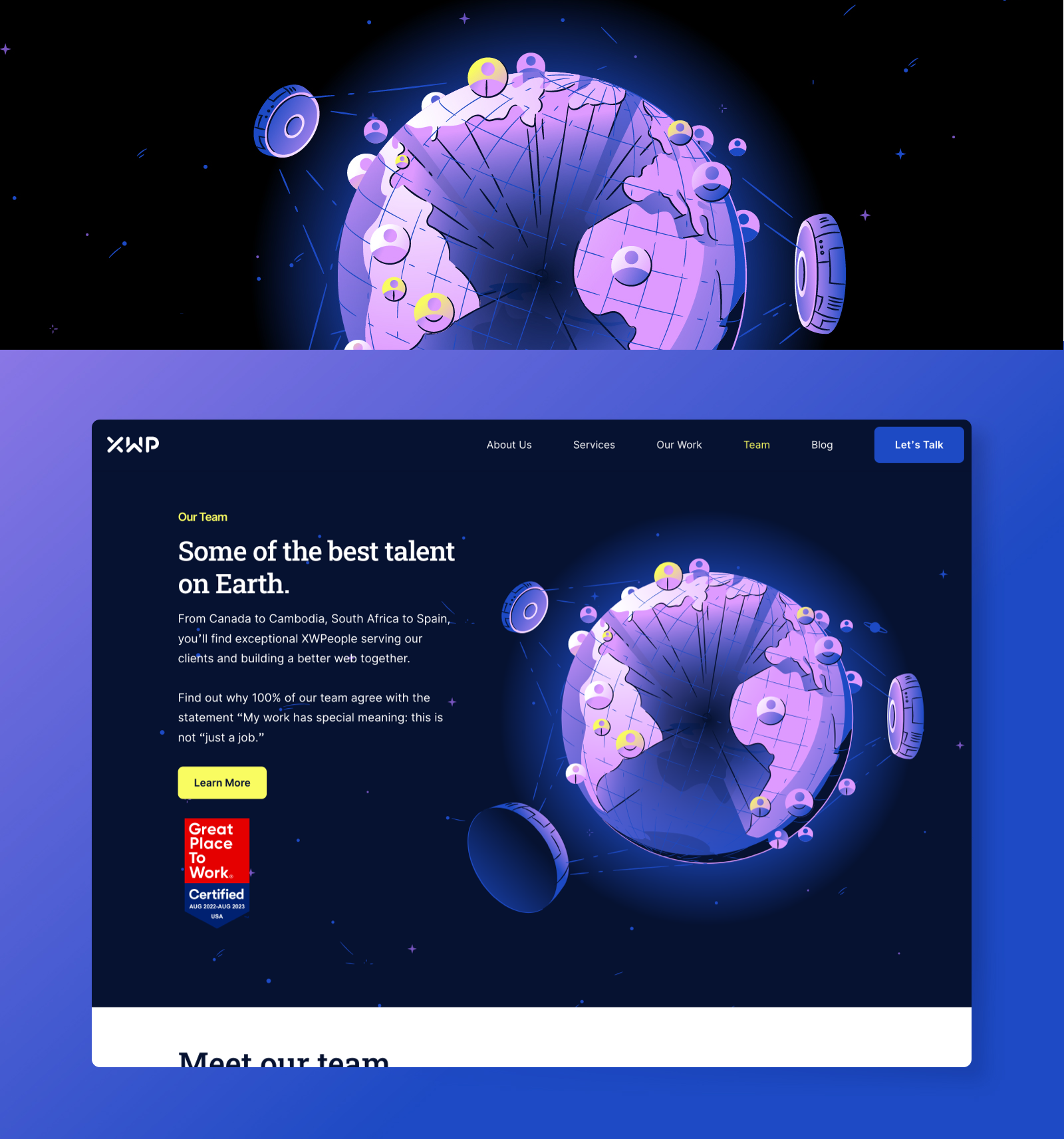 About us Global Workers Futuristic Illustration